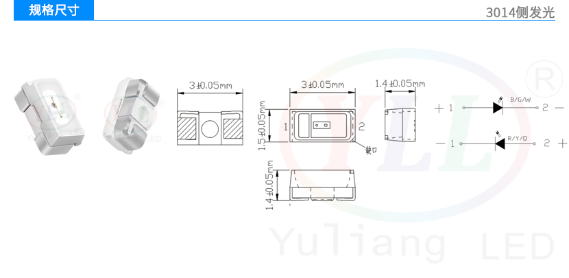 3014側發光氛圍燈規格尺寸