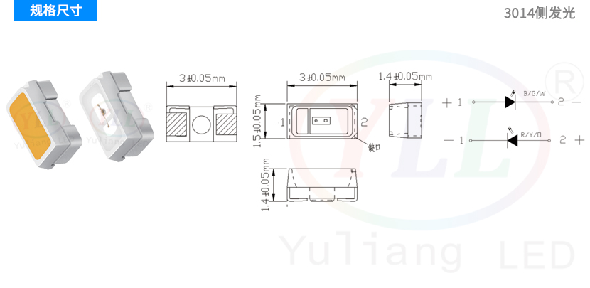 3014側發光儀表背光燈規格尺寸