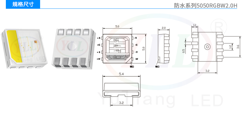 防水系列5050RGBW2.0H規格尺寸