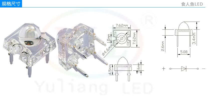 3mm食人魚LED燈珠規格尺寸