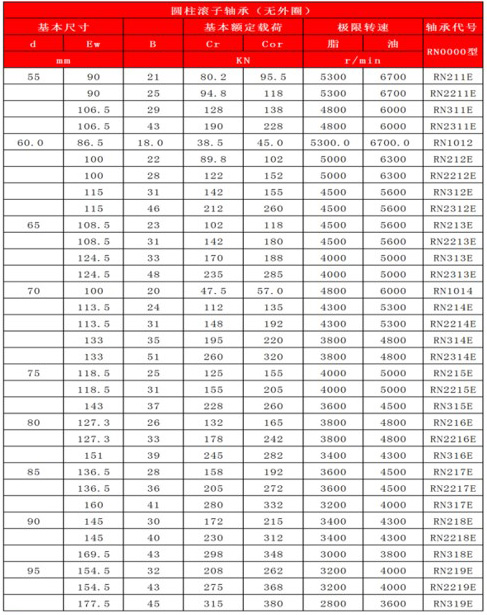 圓柱滾子軸承（無外圈）RN0000型-4